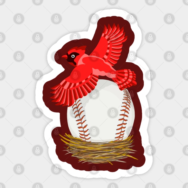 Play Ball! Cardinal Baseball Egg in Nest Sticker by BullShirtCo